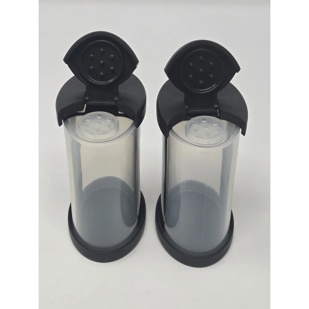 TUPPERWARE FOOD STORAGE BUNDLE SALT PEPPER SPICE CONTAINER BLACK SET OF 5 SHAKER
